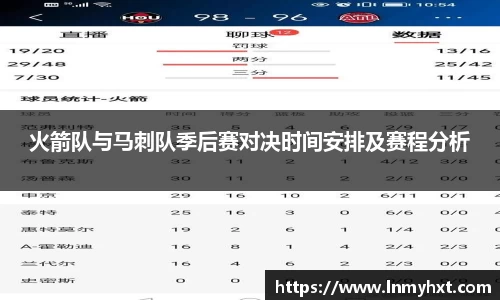 火箭队与马刺队季后赛对决时间安排及赛程分析